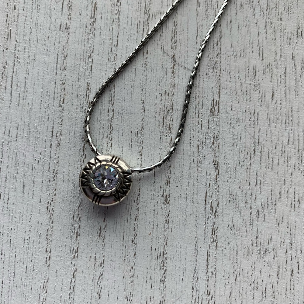 Brighton Reversible Silver Necklace - amber and clear stones - Picture 6 of 14